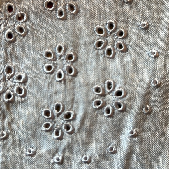 AVENUE Size 14/16 Eyelet CutOut Embroidered Button-front Linen Top  $69 NEW - Picture 9 of 13
